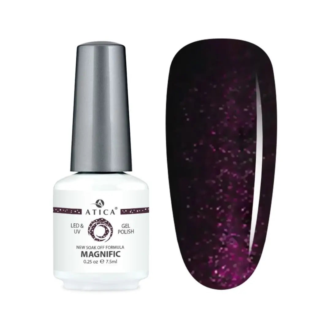 Atica Gel Polish – Magnific GPM136 7.5ml Deep Plum Shimmer Gel Polish
