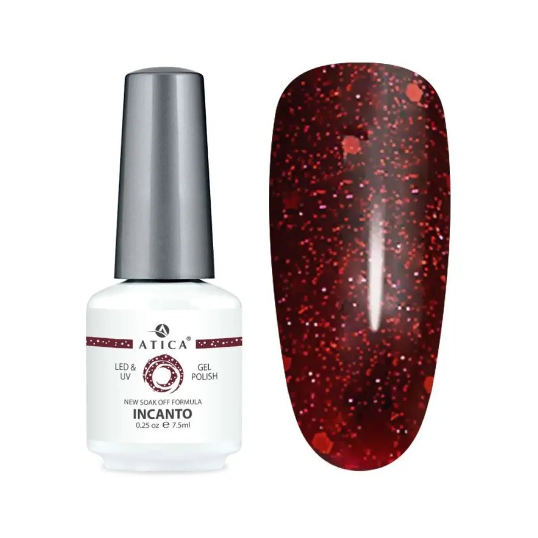 Atica Gel Polish – Incanto GPM137 7.5ml Ruby Red Glitter Gel Polish