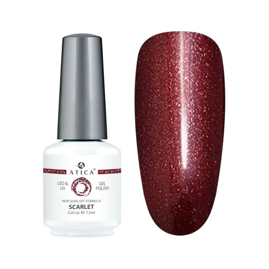 Atica Gel Polish Scarlet – Burgundy Red Shimmer Gel Polish 7.5ml