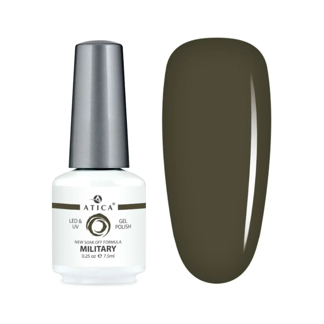 Atica Gel Polish MILITARY – Khaki-Olive Shade 7.5ml