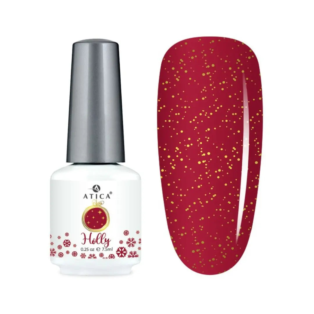 Atica Gel Polish Holly – Red with Gold Glitter 7.5ml