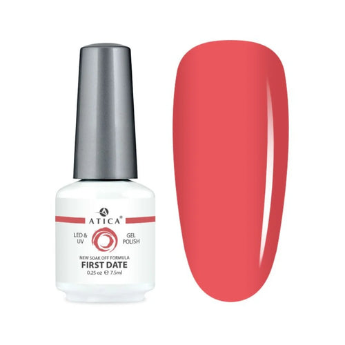 Atica Gel Polish – First Date 7.5ml coral pink gel polish swatch