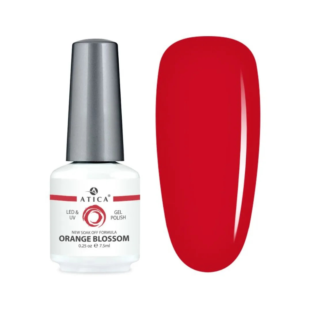 Atica Gel Polish – Orange Blossom 7.5ml vivid orange-red gel polish swatch