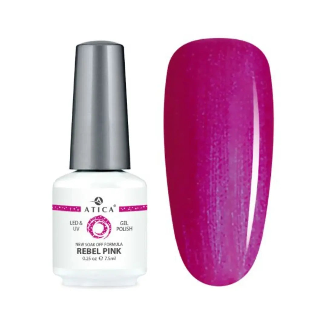 Atica Gel Polish Rebel Pink GPM44 – Sparkling Fuchsia Pink Gel Polish 7.5ml