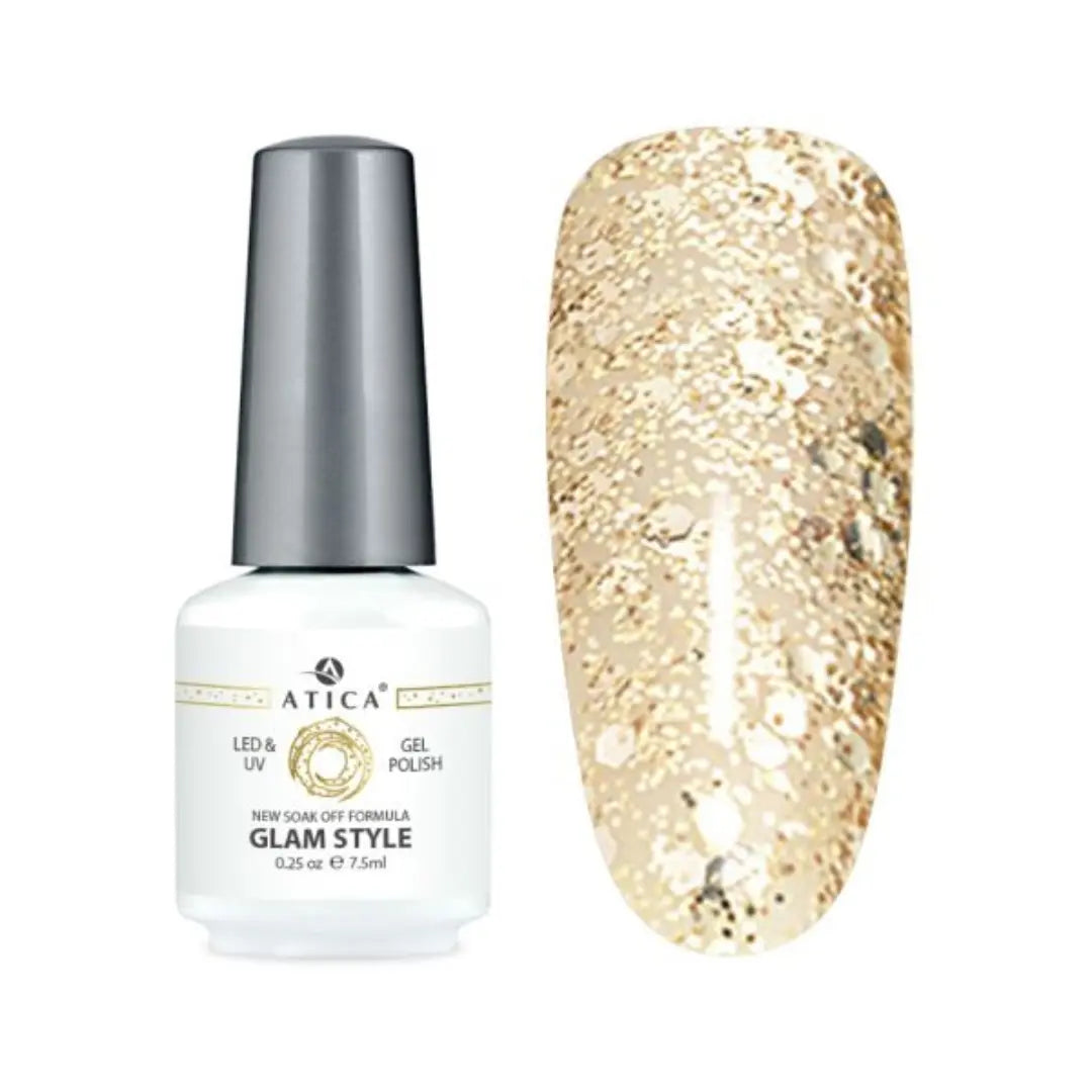Atica Gel Polish Glam Style GPM74 7.5ml – Gold Glitter Shade