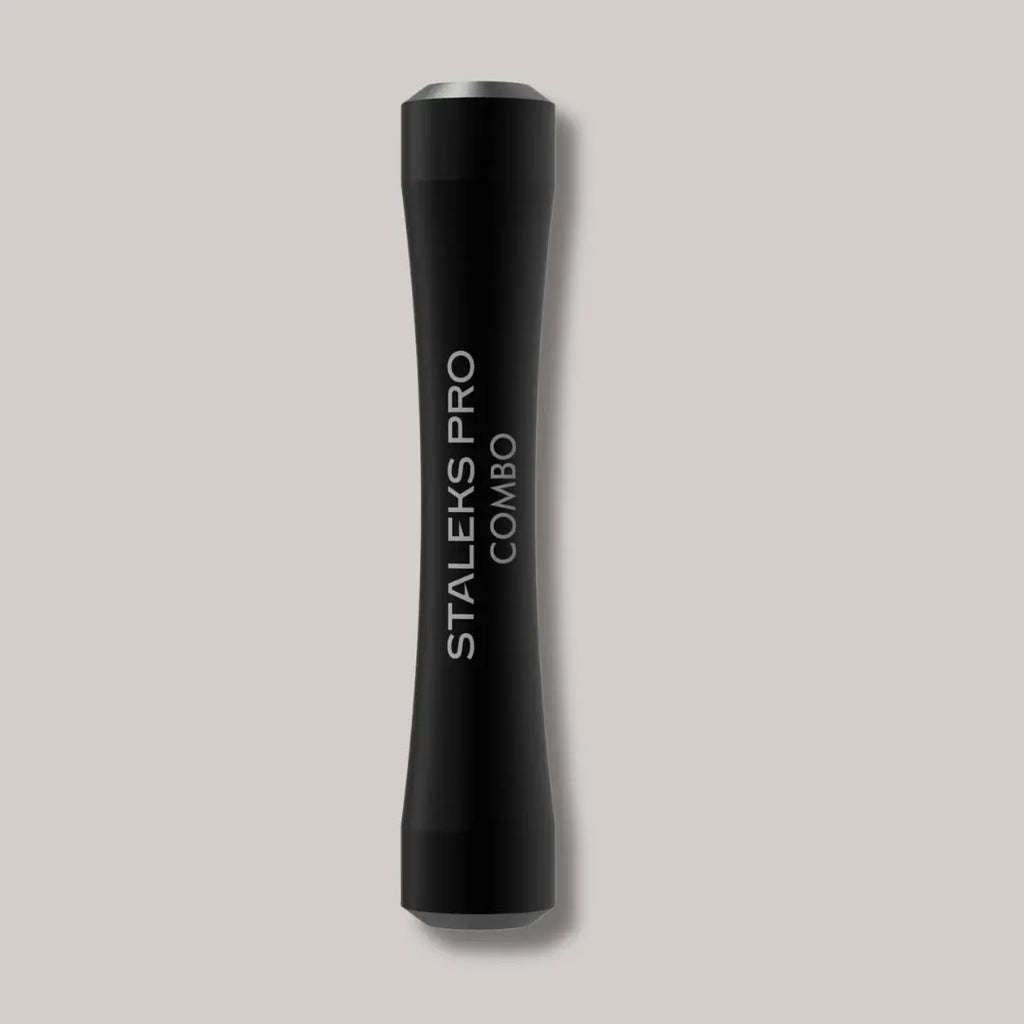 Black Combo UNIQ 10b Handle – lightweight, ergonomic, and customizable pusher handle for nail technicians.