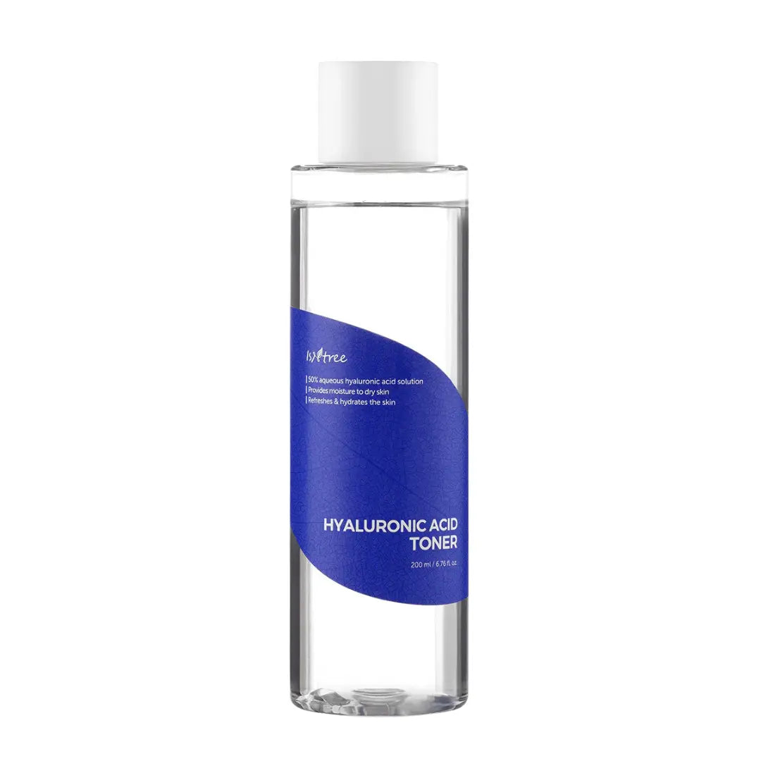 Isntree Hyaluronic Acid Toner 200ml clear bottle showing hydrating gel liquid texture