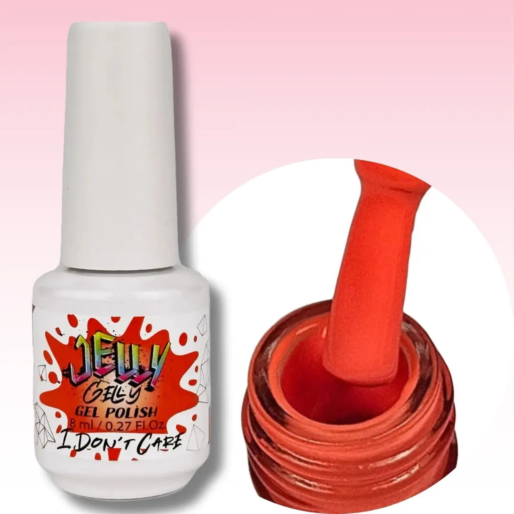 Jelly Gelly Gel Nail Polish in I Don’t Care – bold vibrant gel polish bottle, 8ml