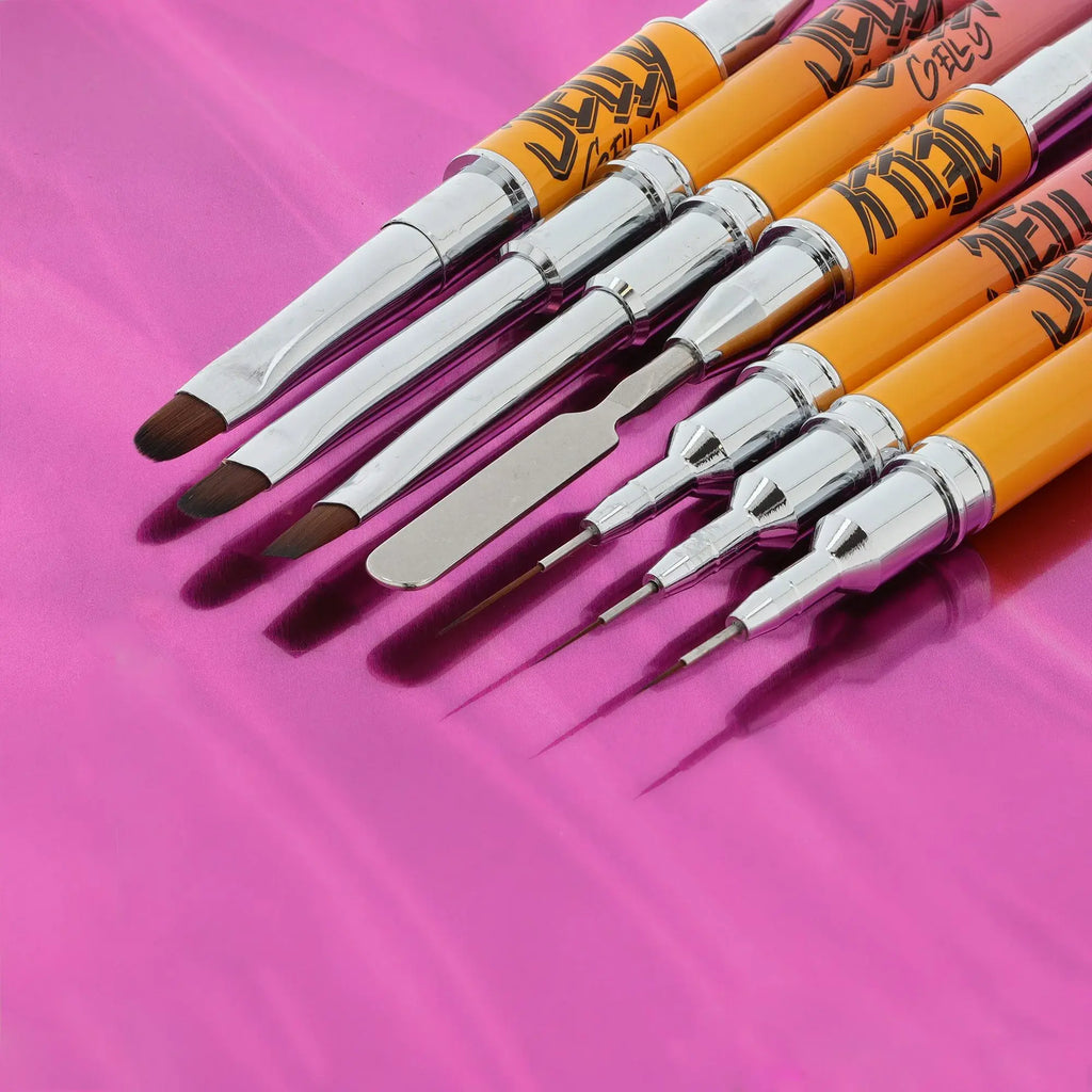 Jelly Gelly square gel/polygel brush with metal cap and nylon bristles

