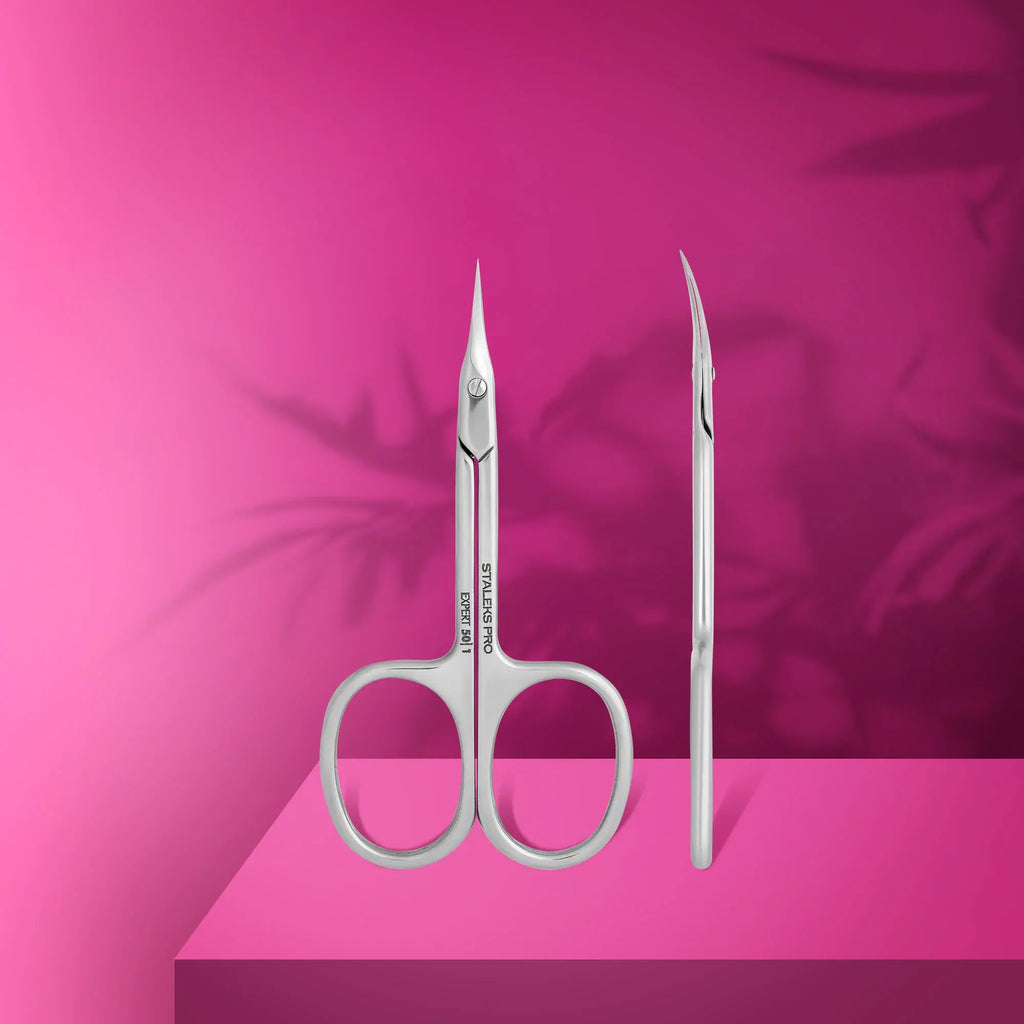 Polished scissor blades closeup for precise cuticle cutting