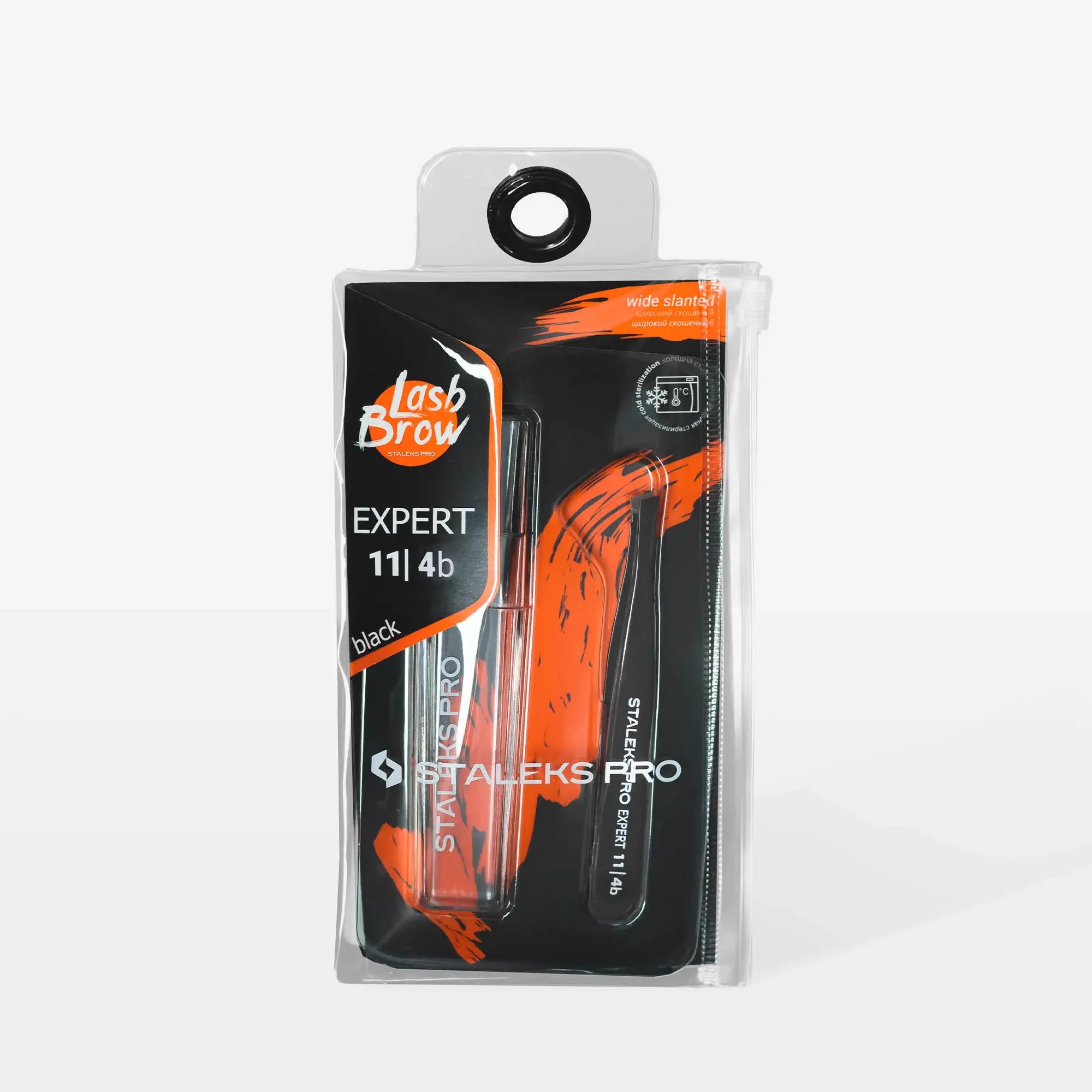 EXPERT 11 TYPE 4 professional eyebrow tweezers – narrow beveled edges for fine, thin eyebrow shaping. Stainless steel with stylish color-coated handles.