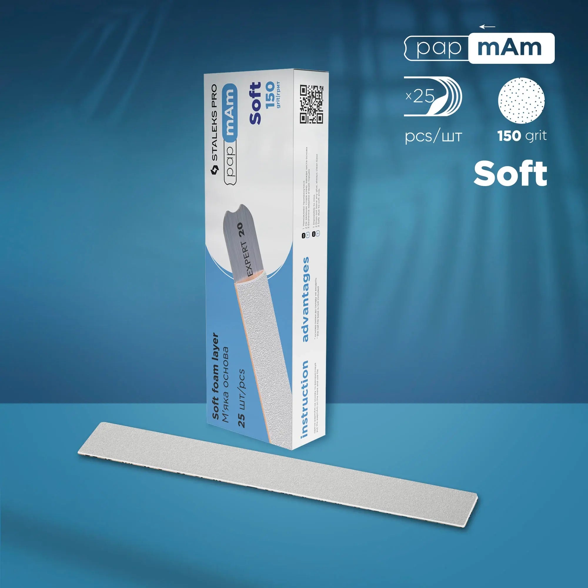 papmAm Soft EXPERT 20 Disposable Nail Files – 150 Grit for precise filing
