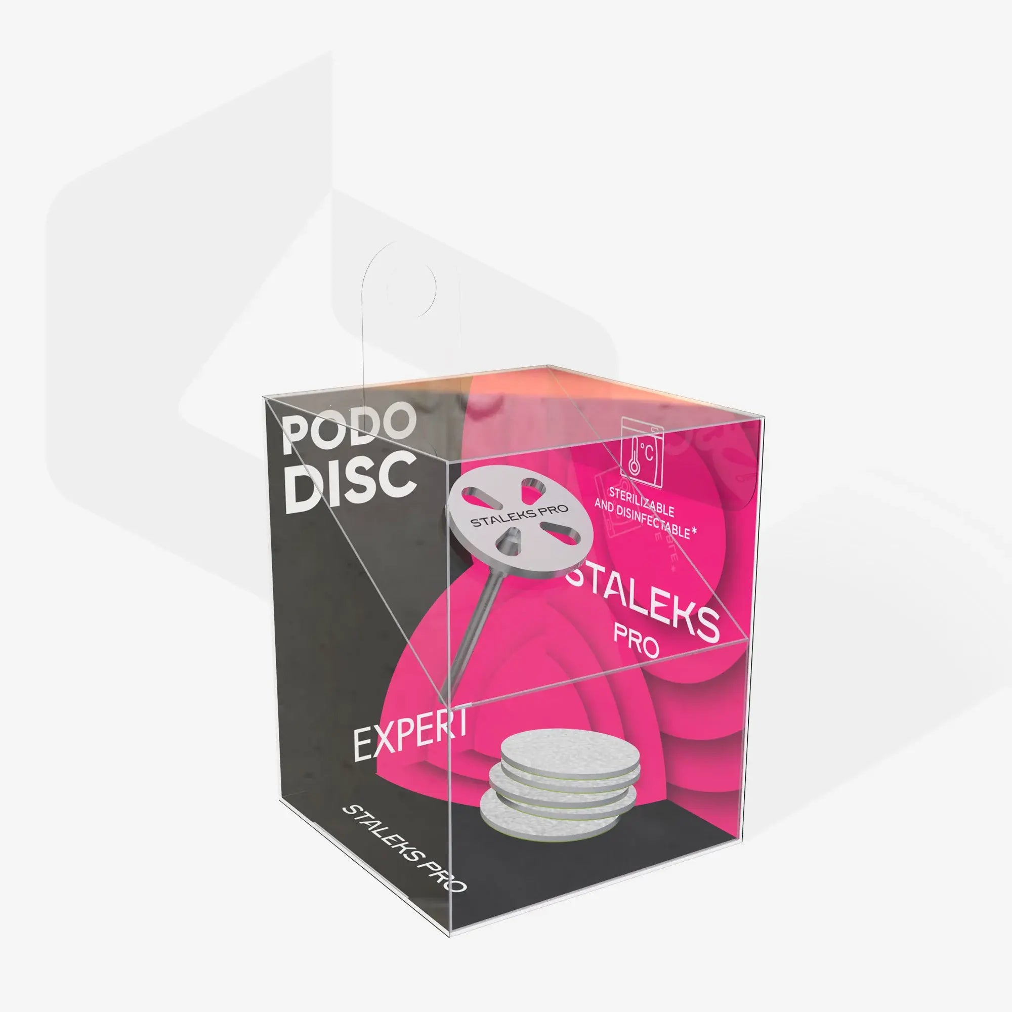 Pedicure tool for safe callus removal and nail shaping with disposable files.