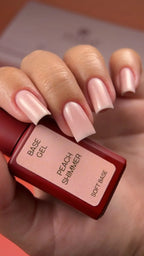 Closeup of Atica Soft Base Peach Shimmer camouflage base coat texture showing delicate peach nude color with micro shimmer