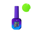 Jelly Gelly nail polish bottle with a green color swatch on a white background