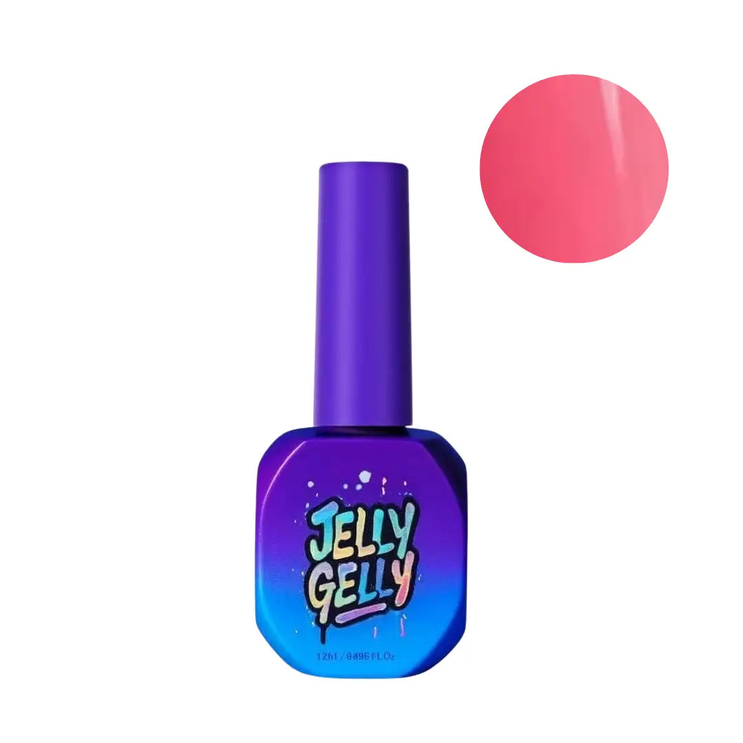 Jelly Gelly Gel Polish Coral Crush 12ml bottle, HEMA-free vivid coral gel polish