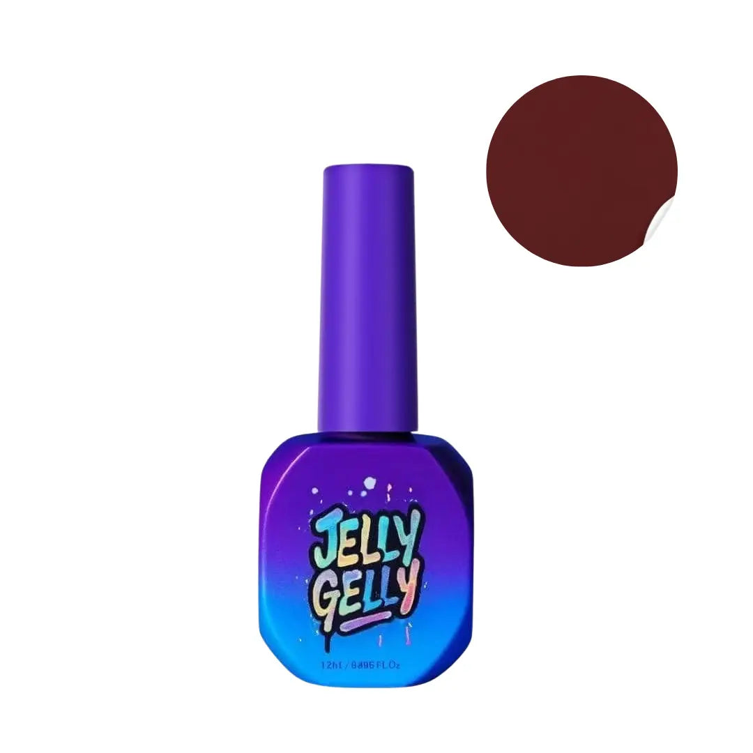 Jelly Gelly Gel Polish Royal Merlot 12ml bottle, HEMA-free deep merlot red gel polish