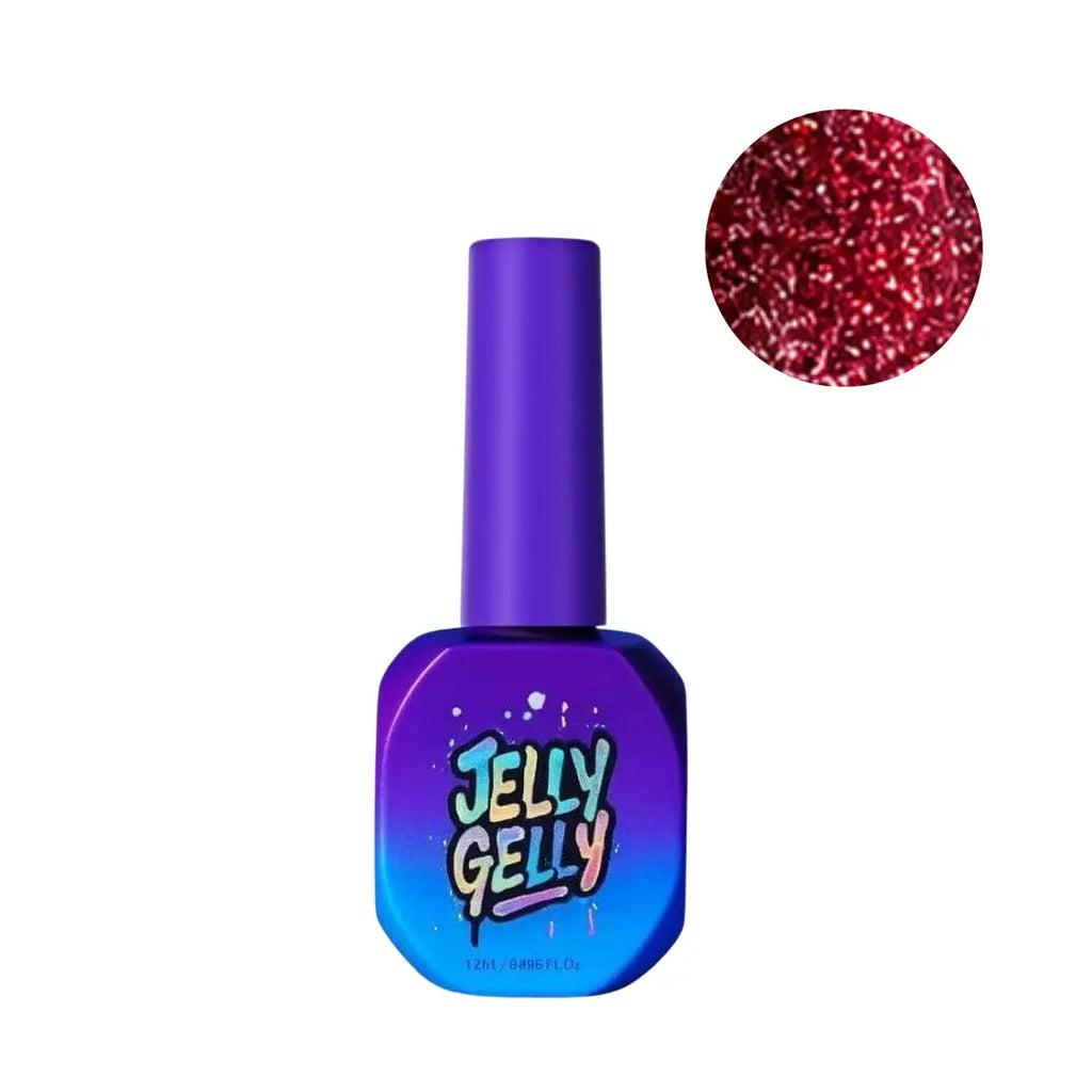 Jelly Gelly Gel Polish Fuchsia Flash 12ml bottle, HEMA-free vivid fuchsia pink gel polish