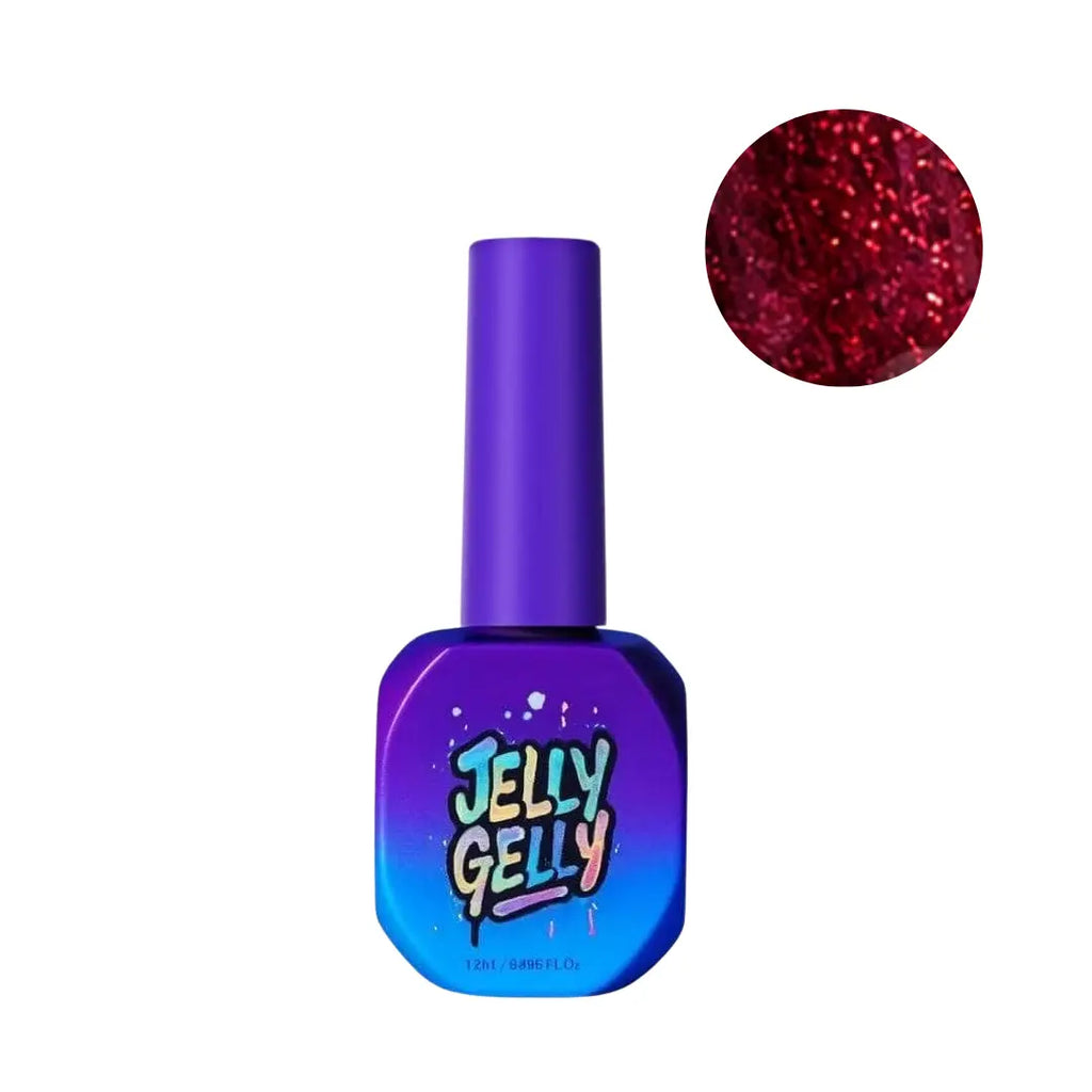 Jelly Gelly Gel Polish Velvet Galaxy 12ml bottle, HEMA-free deep velvet purple gel polish