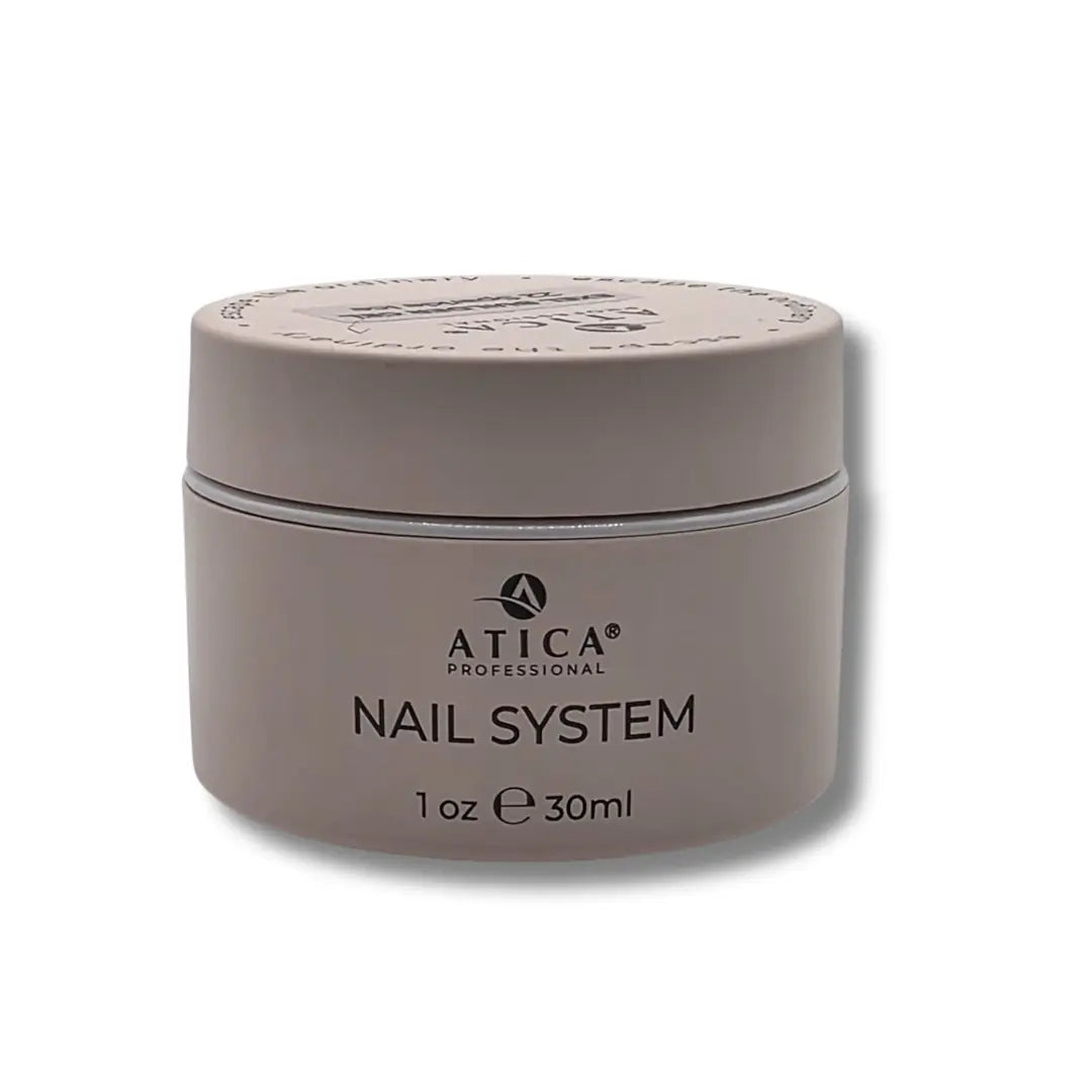 Atica Professional nail system jar on a white background