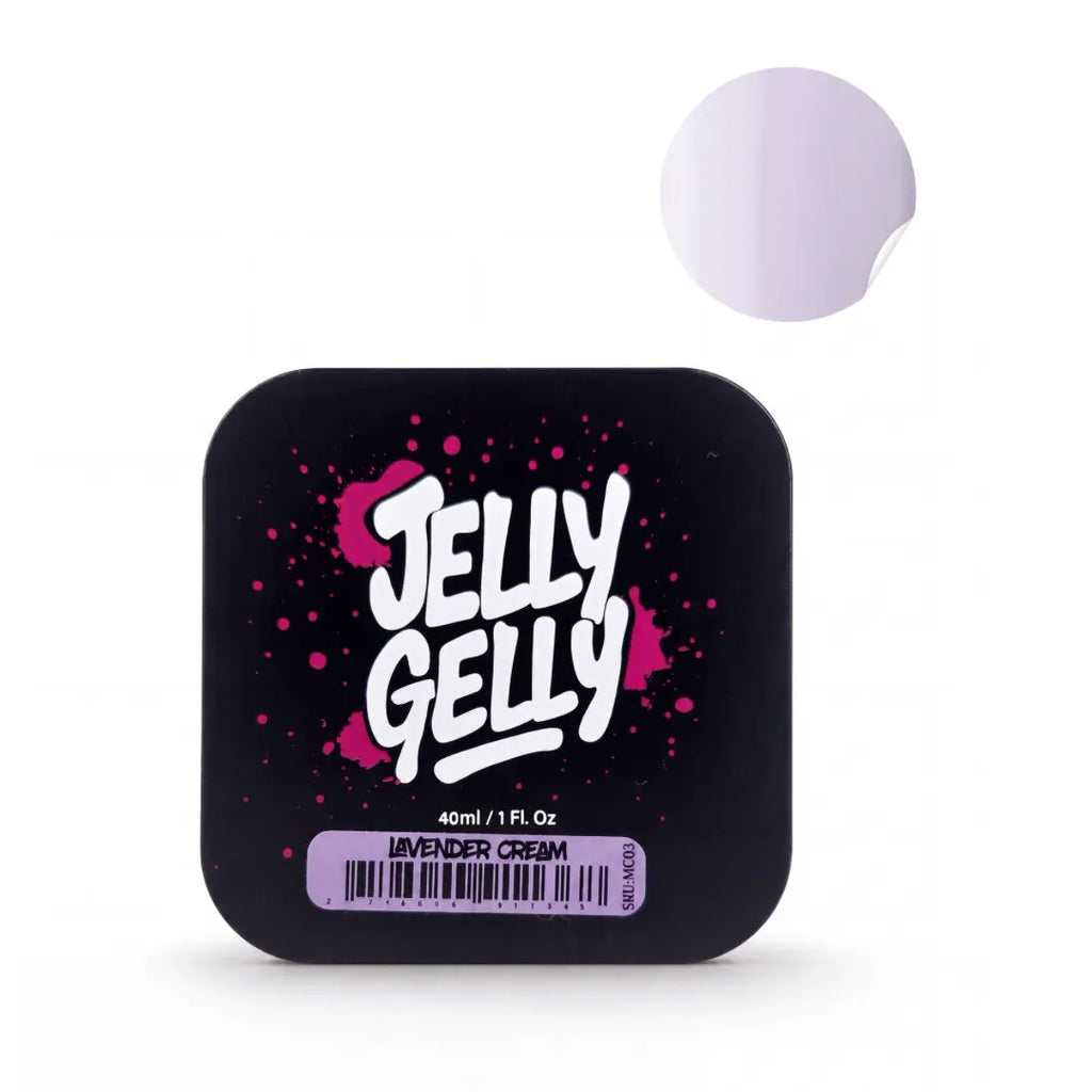 Jelly Gelly Macarons Builder Gel Lavender Cream 40ml jar showing pastel lavender purple gel texture