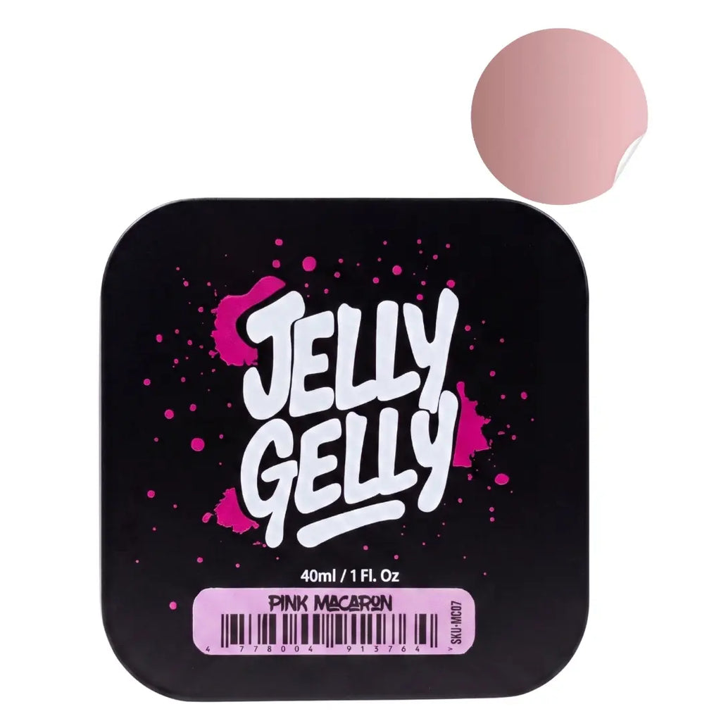 Jelly Gelly Macarons Builder Gel Pink Macaron 40ml jar showing pastel pink self levelling gel
