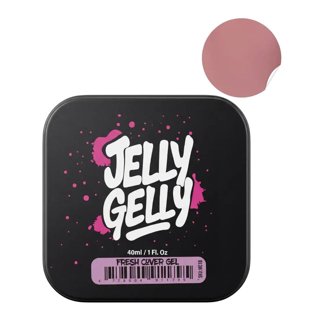 Jelly Gelly Macarons Builder Gel Fresh Cover 40ml jar showing natural camouflage self levelling gel