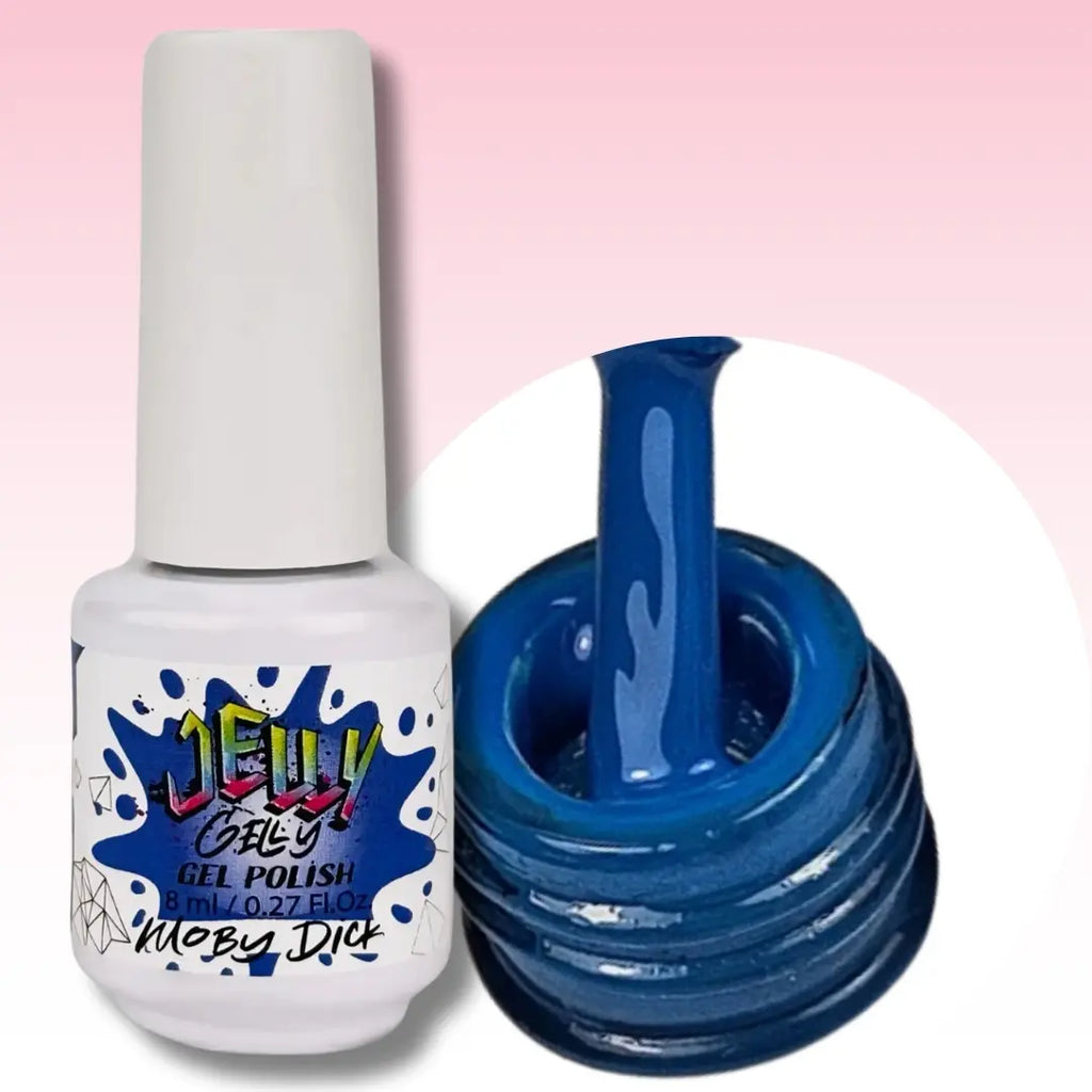 Jelly Gelly Gel Nail Polish in Moby Dick – elegant grey-blue gel polish bottle, 8ml