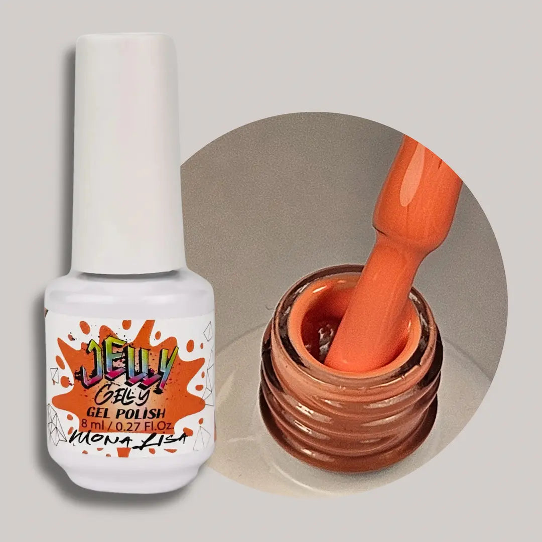 Jelly Gelly Gel Nail Polish in Mona Liza – elegant deep-toned gel polish bottle, 8ml