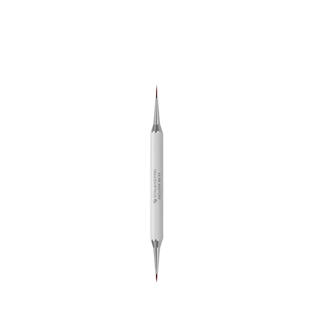 Staleks PRO Exclusive 01 11 Double Ended Liner Brush 7mm and 12mm with white matte handle