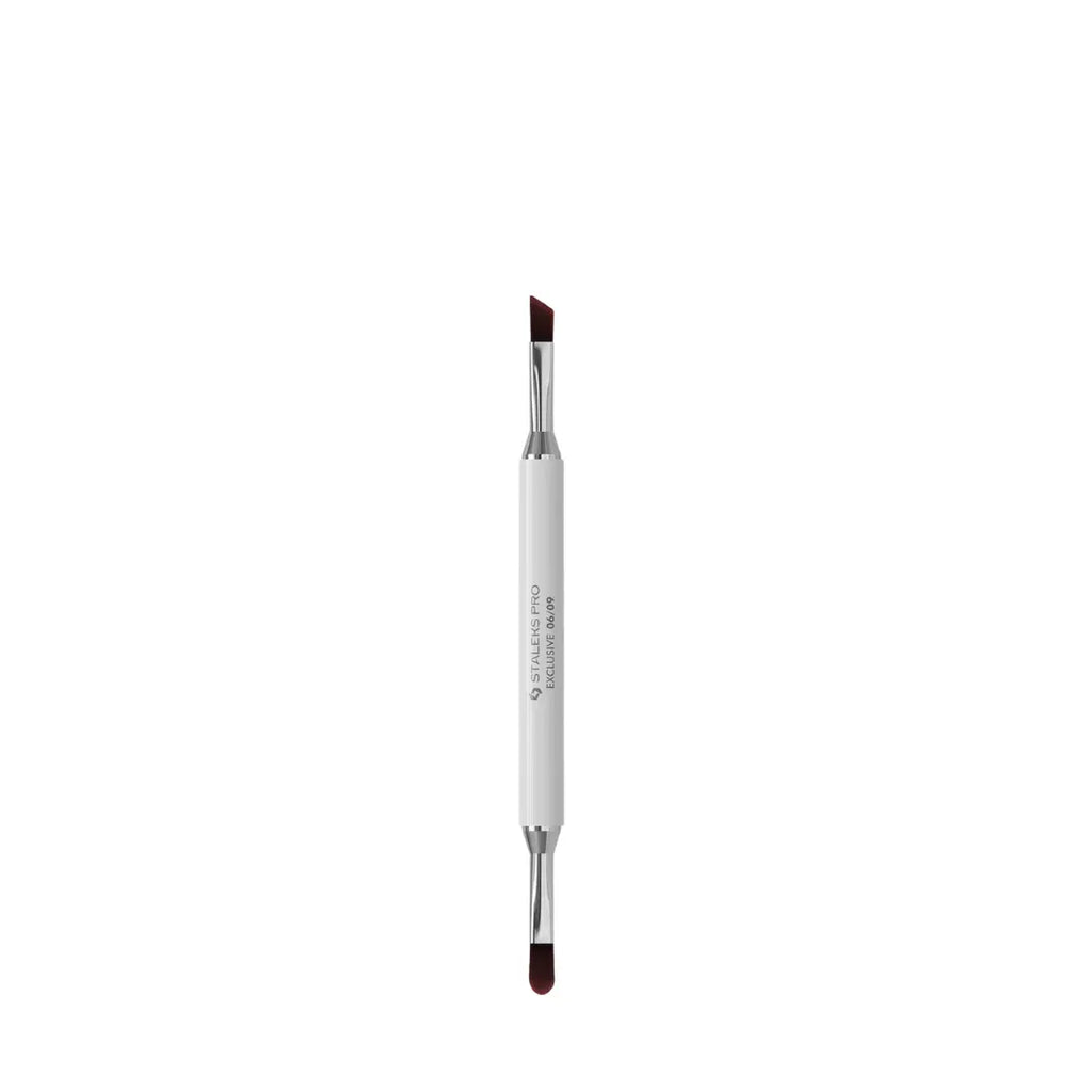 Staleks PRO Exclusive 06 09 Double Ended Gel Brush 11mm and 9mm with white matte handle