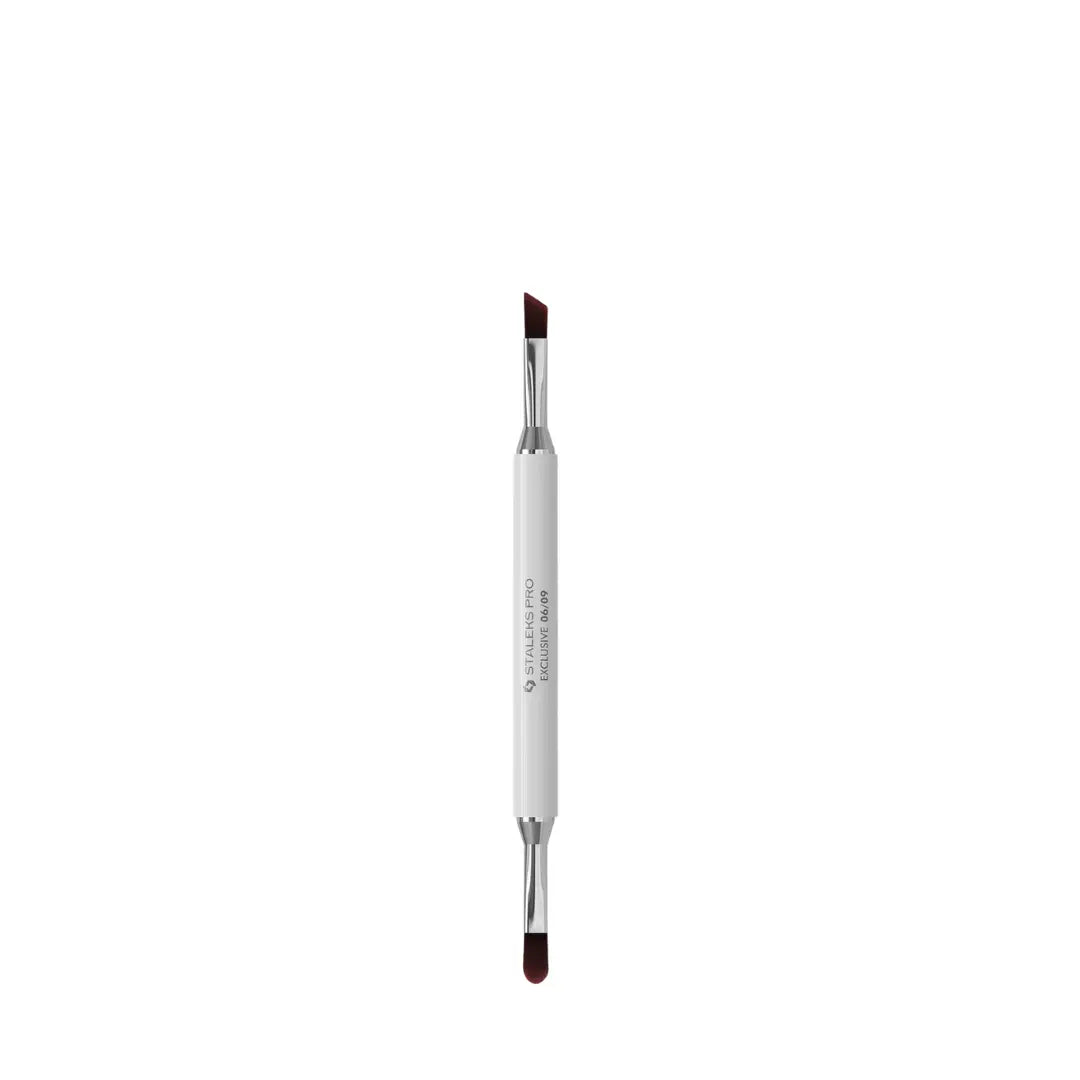 Staleks PRO Exclusive 06 09 Double Ended Gel Brush 11mm and 9mm with white matte handle