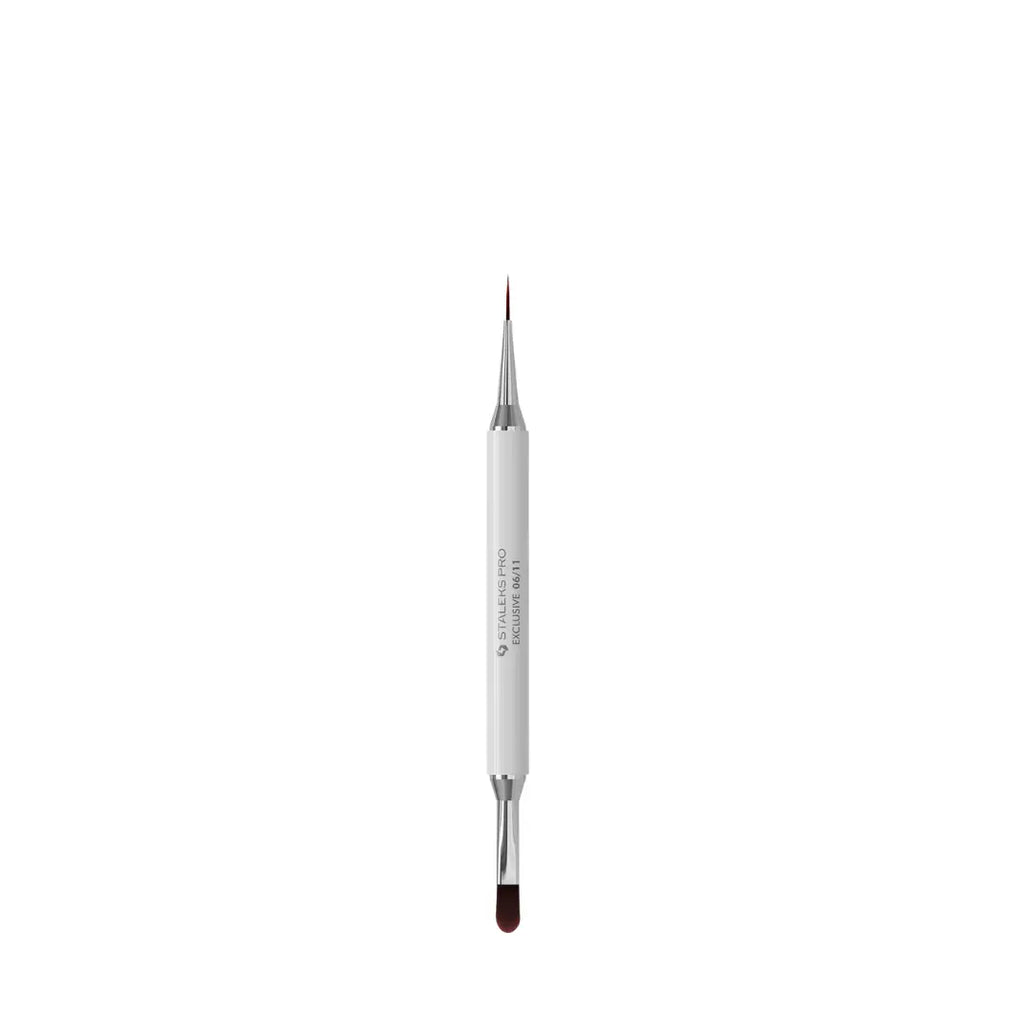 Staleks PRO Exclusive 06 11 Double Ended Gel Brush and Liner 12mm with white matte handle