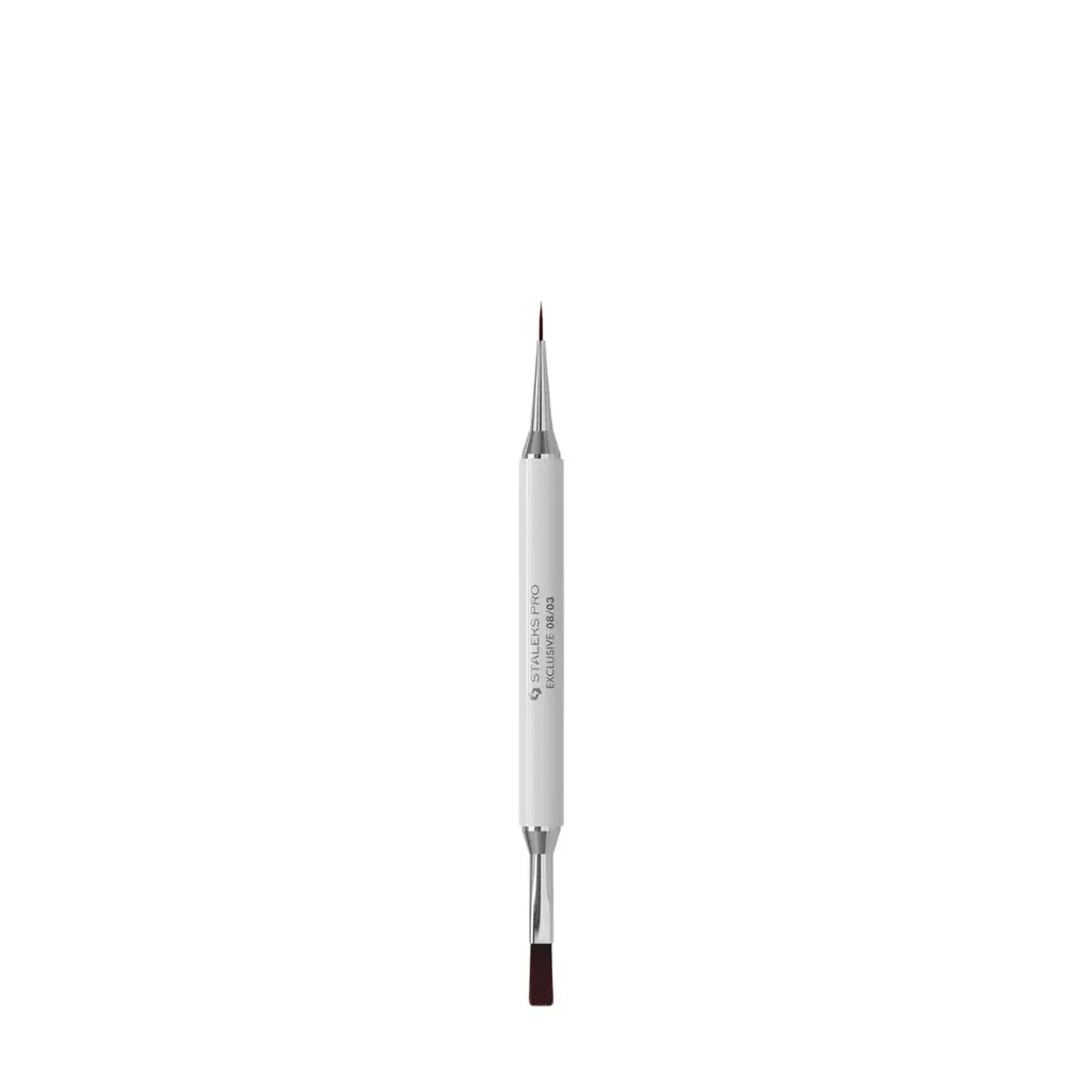 Staleks PRO Exclusive 08 03 Double Ended Gel Brush and Liner 10mm with white matte handle
