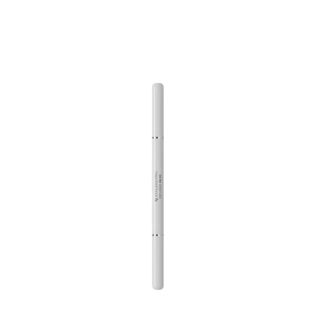 Staleks PRO Exclusive 08 03 Double Ended Gel Brush and Liner 10mm with white matte handle