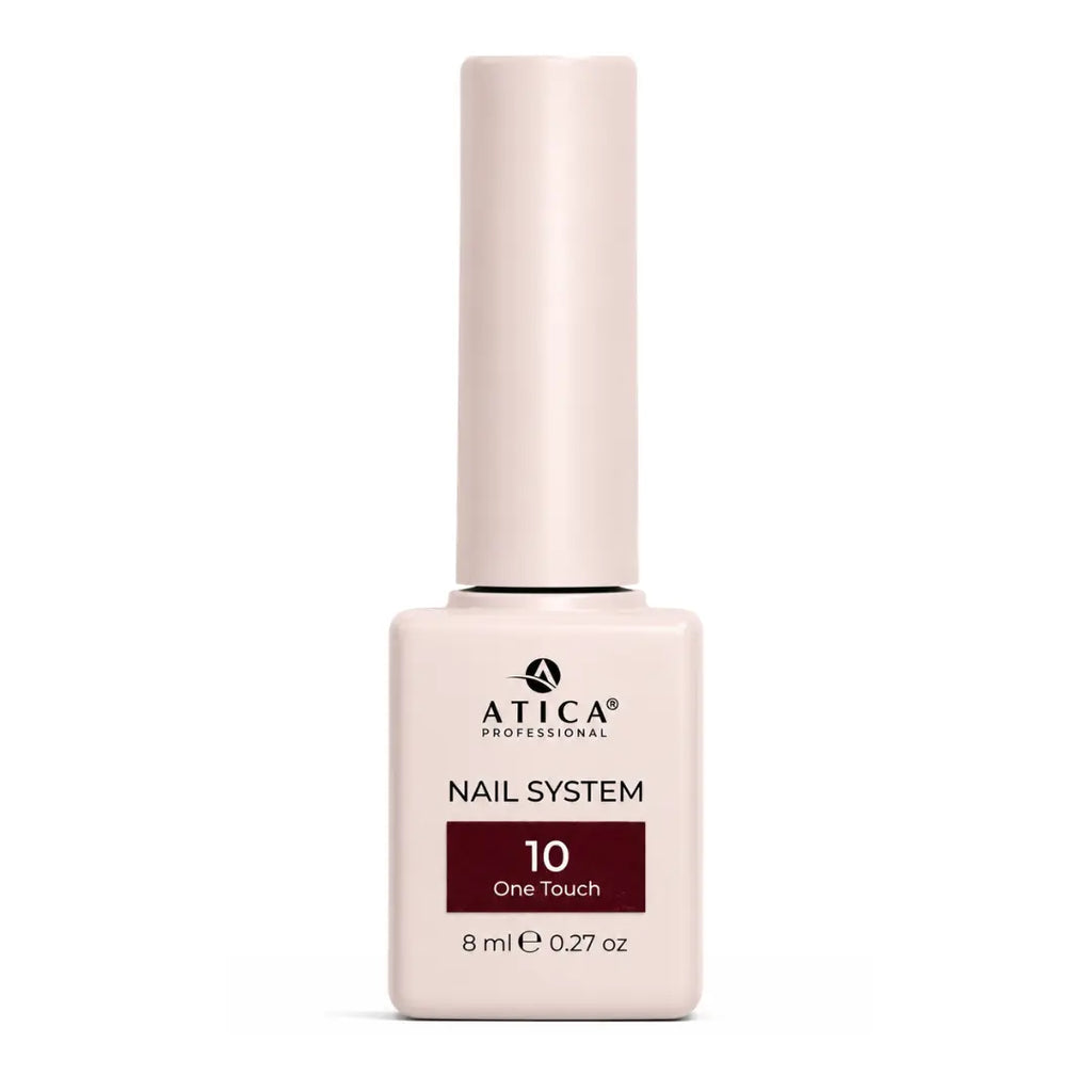 ATICA One Touch 10 Gel Polish 8ml bottle, rich plum brown gel polish for elegant autumn winter manicures