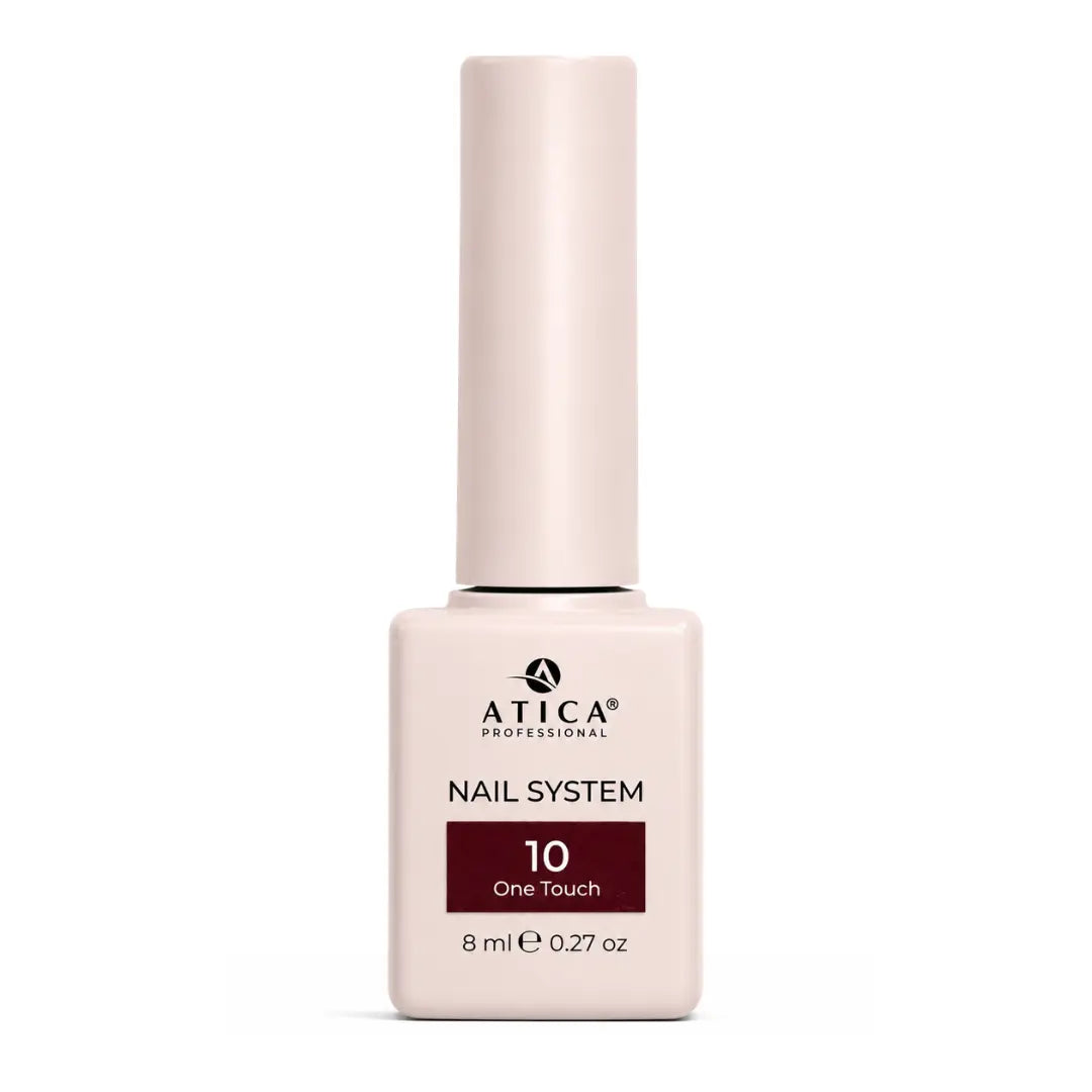 ATICA One Touch 10 Gel Polish 8ml bottle, rich plum brown gel polish for elegant autumn winter manicures
