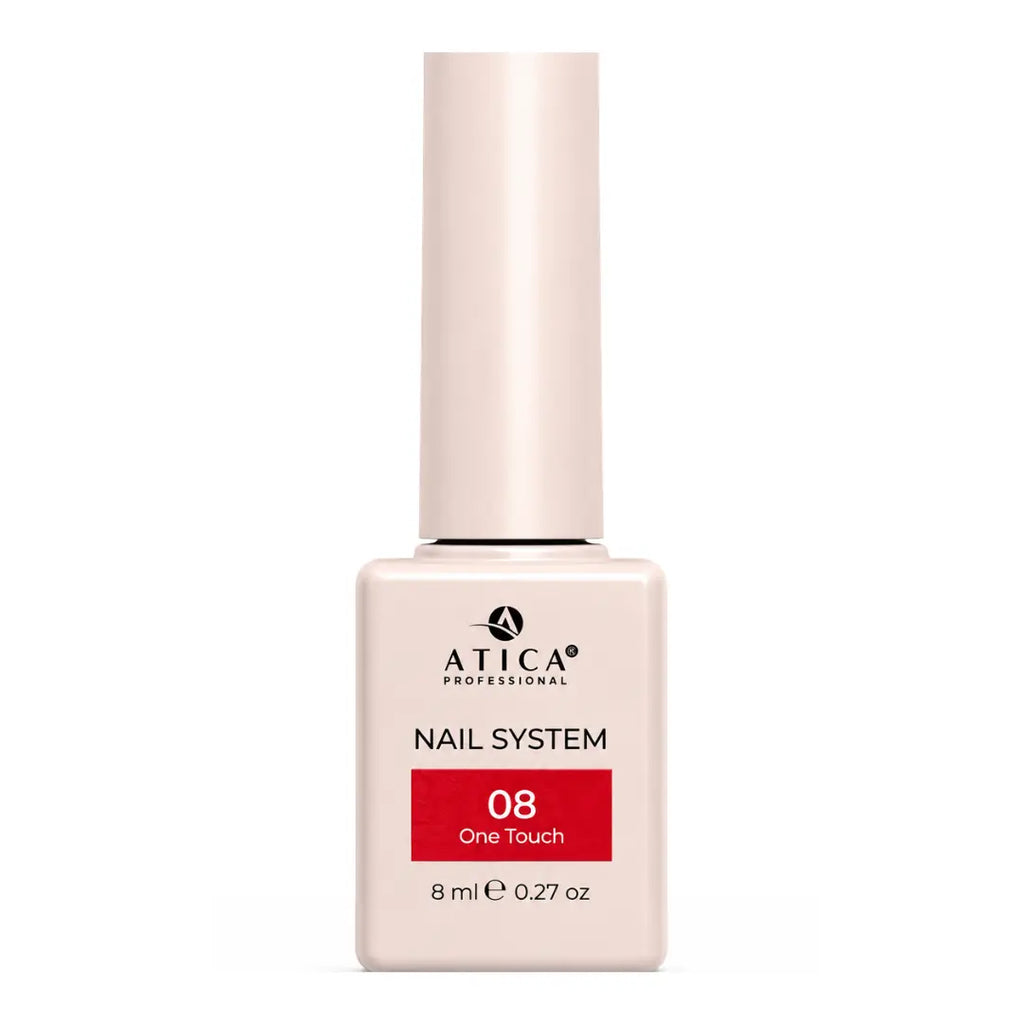 ATICA One Touch 08 Gel Polish 8ml bottle, vibrant coral pink gel polish for summer nail designs