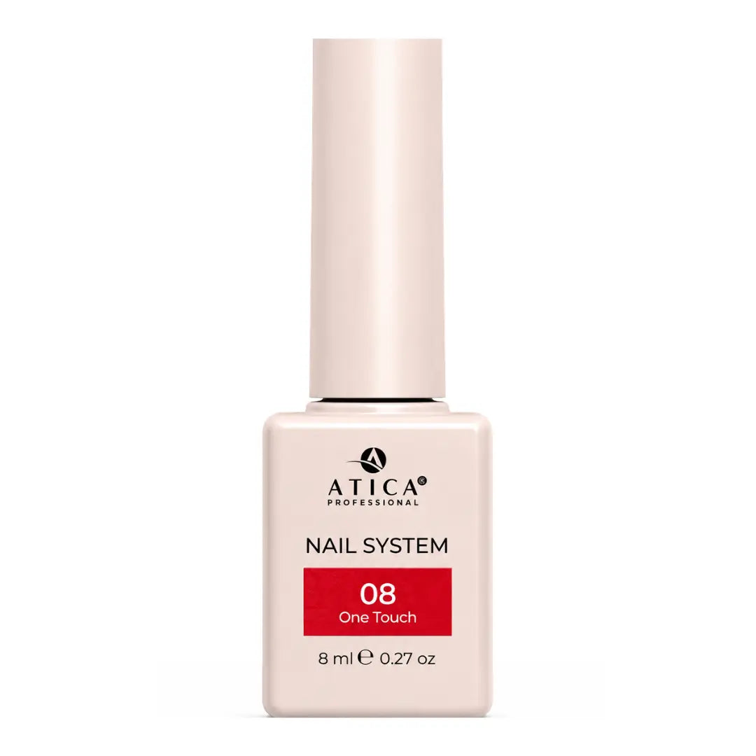 ATICA One Touch 08 Gel Polish 8ml bottle, vibrant coral pink gel polish for summer nail designs