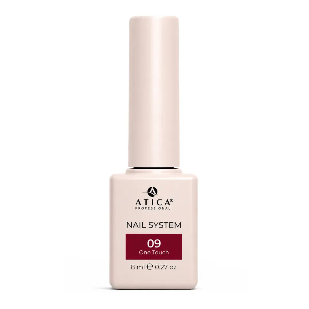 ATICA One Touch 09 Gel Polish 8ml bottle, deep wine burgundy gel polish for elegant autumn winter manicures