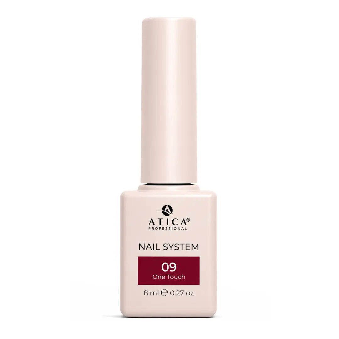 ATICA One Touch 09 Gel Polish 8ml bottle, deep wine burgundy gel polish for elegant autumn winter manicures