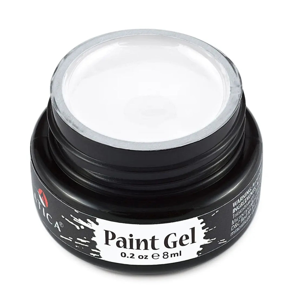 Atica Paint Gel White 8ml – jar of highly pigmented white gel for nails.

