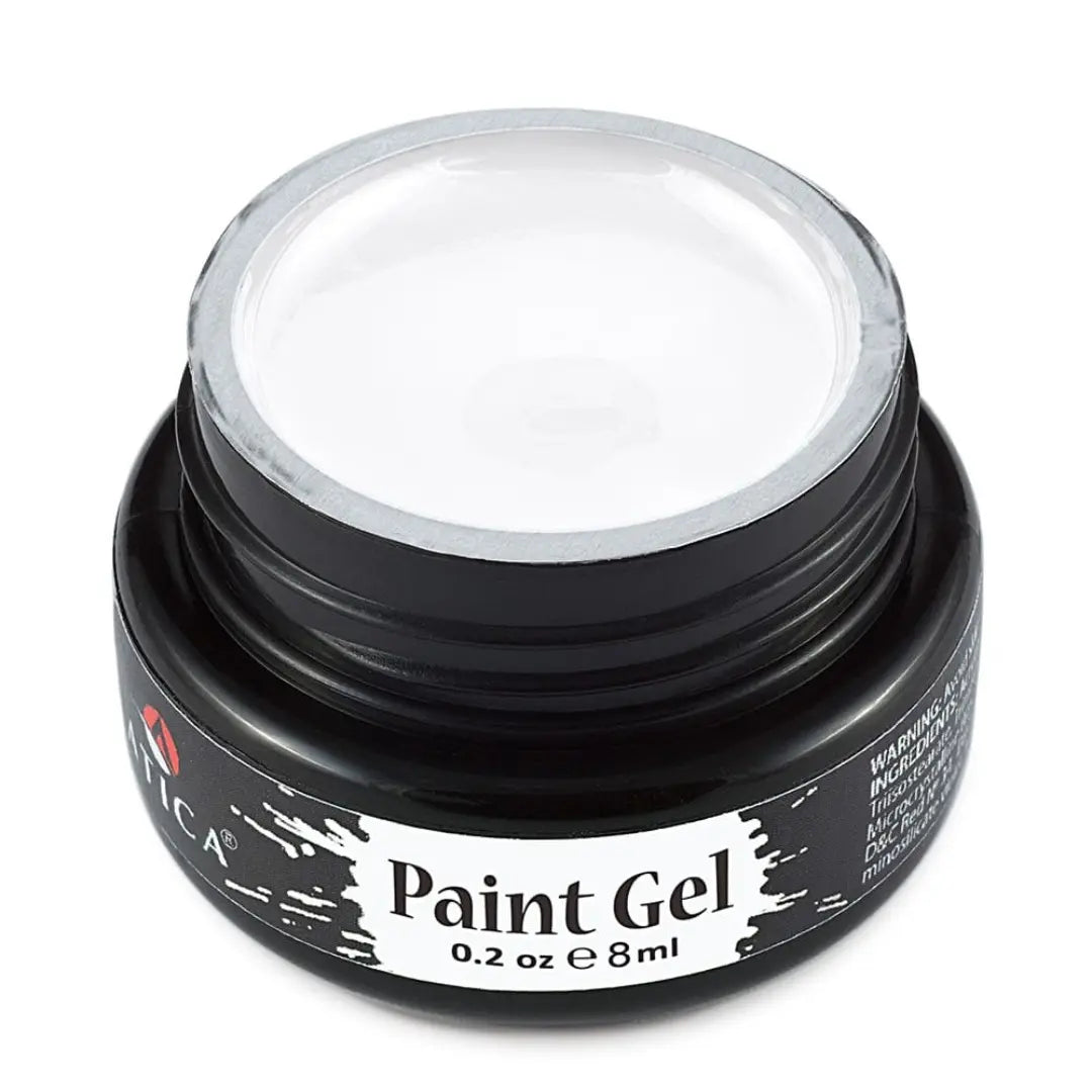 Atica Paint Gel White 8ml – jar of highly pigmented white gel for nails.

