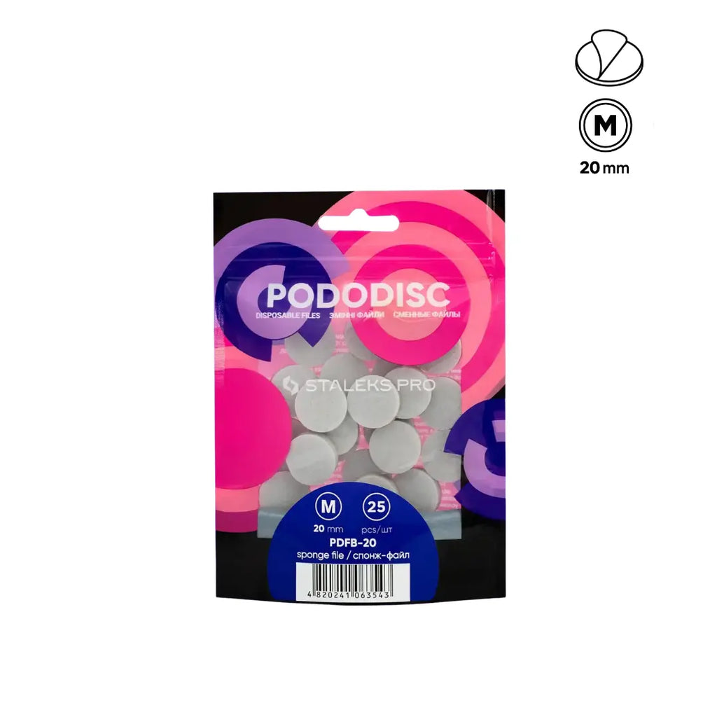  Staleks PRO pododisc expert disposable file sponges with thick foam size M 20mm 25 pcs pack