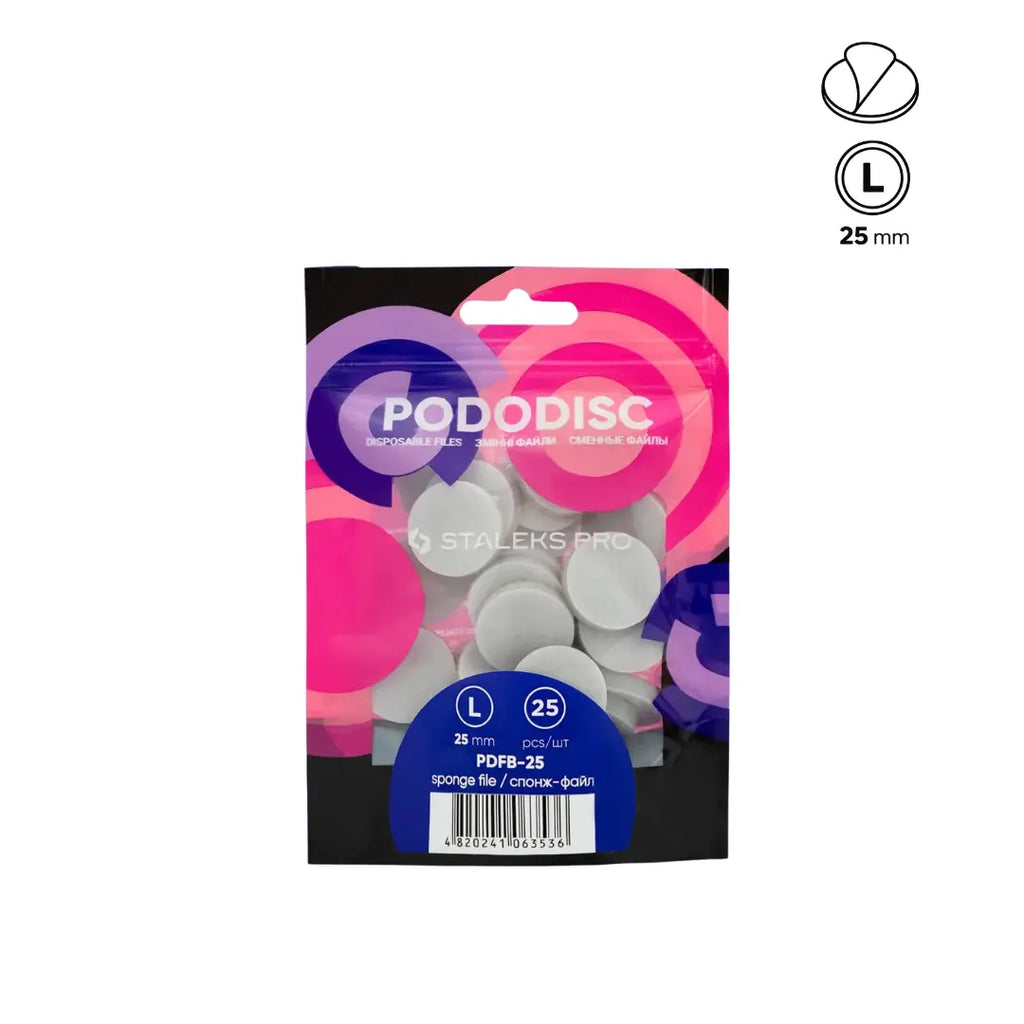 Staleks PRO pododisc expert disposable file sponges with thick foam size L 25mm 25 pcs pack