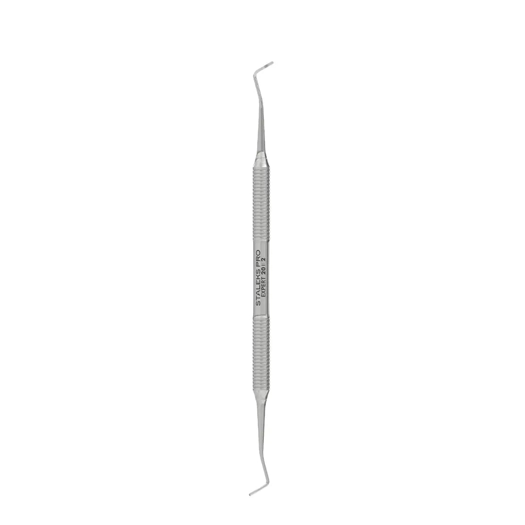 Staleks PRO Expert 20 Type 2 Professional Double Ended Pedicure Curette showing corrugated handle