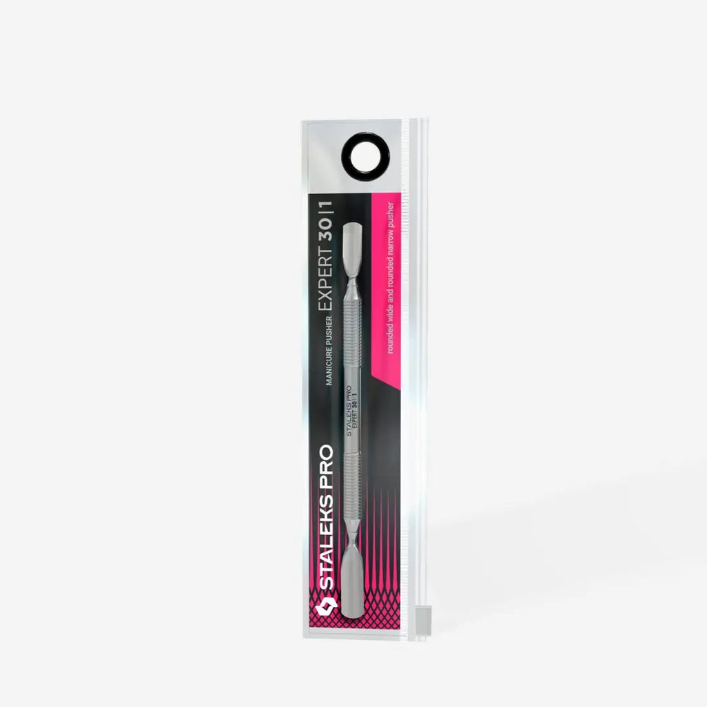 Staleks EXPERT 30 TYPE 1 · double-ended cuticle pusher with wide and narrow rounded tips for manicure and pedicure.