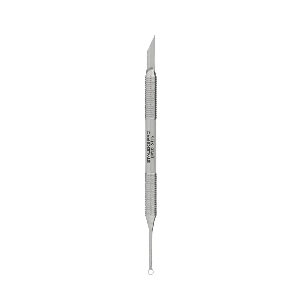 Staleks PRO Expert 51 Type 2 Professional Bevelled and Loop Pusher showing knurled grip handle