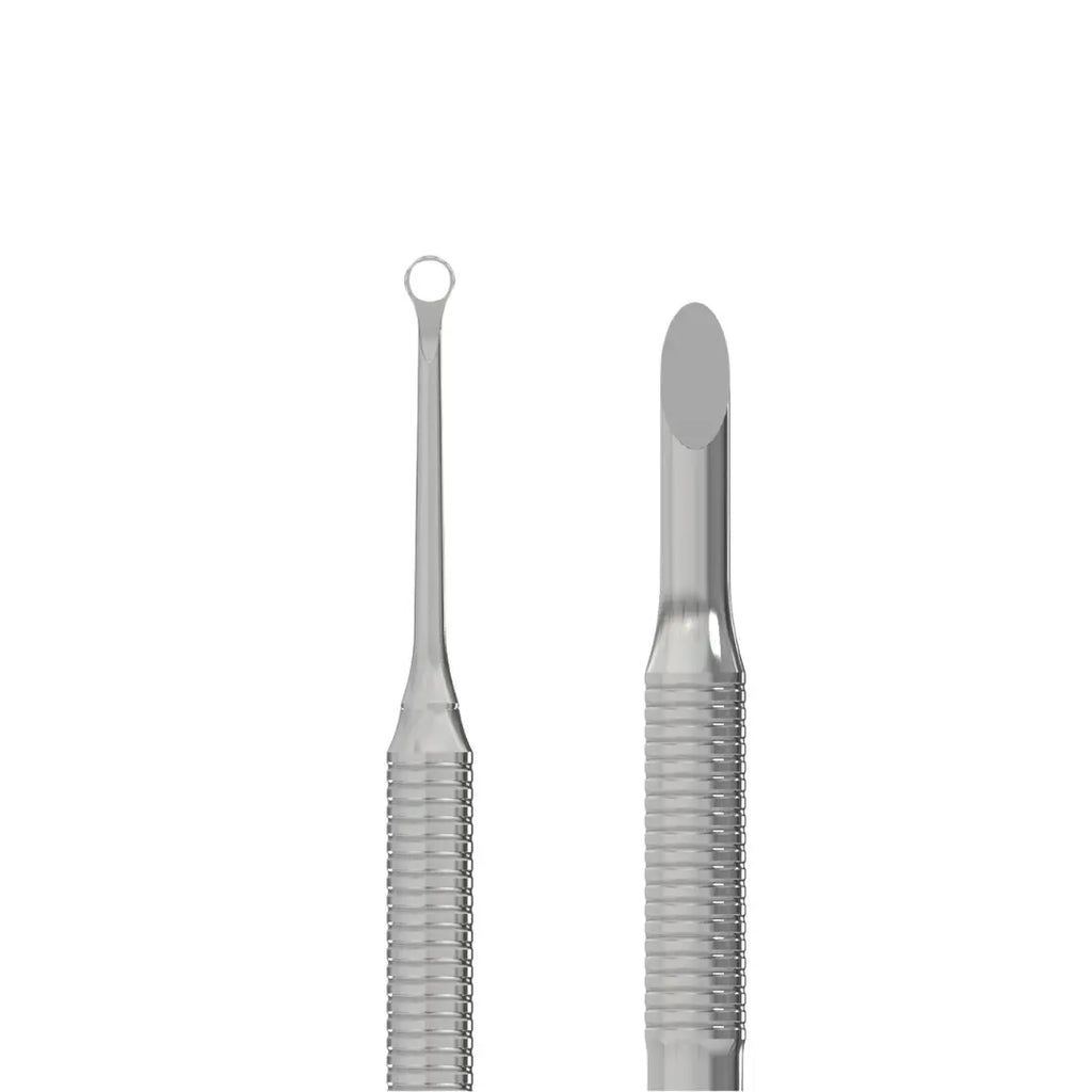 Close up of Staleks PRO Expert 51 Type 2 manicure pusher double ended bevelled and loop tips