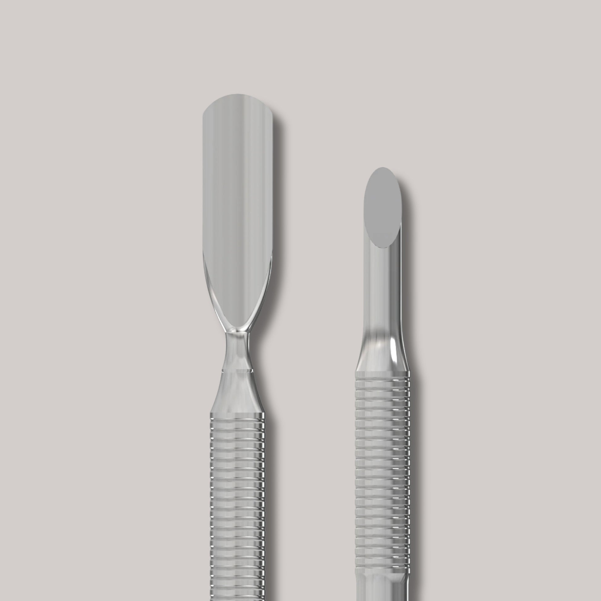 Manicure Pusher EXPERT 90 TYPE 2
"EXPERT 90 TYPE 2 Manicure Pusher with beveled slant pusher and rounded wide pusher for cuticle care, nail cleaning, and gel polish removal.